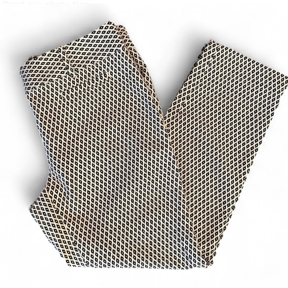 Ann Taylor Devin Cropped Leg Geometric Black/Cream Print Pants